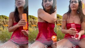 apres la plage je me passe de la creme en public