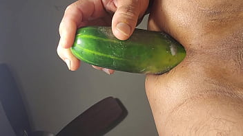 Stretching my asshole with a cucumber