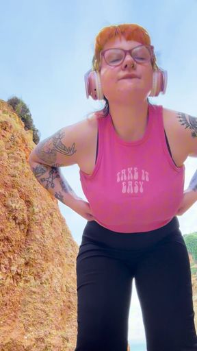 Flashing horny goth girl