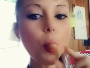Horny MILF swallows hotdog- SFW Tease