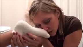 Sock sniffing in the restroom