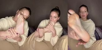 Self feet worship destroyed with gagging feet licking and sucking