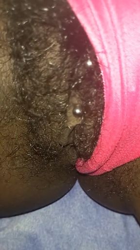 Flashing Rubbing My Tight Hairy Pussy Closeup