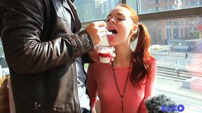 Redhead teen sucks stranger's cock and enjoys intense Anal Fucking