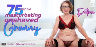 Petra is a horny 75 year old masturbating granny with an unshaved pussy