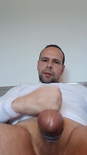 Waving my balls makes me hard and moan with pleasure