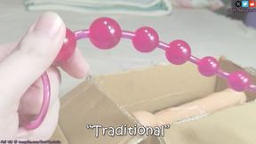 Cute tranny DaniTheCutie tries using traditional anal beads on her pretty lil butt