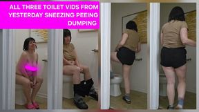 9:03 ALL 3 TOILET VIDS FROM YESTERDAY BEFORE AND AFTER DINNER SNEEZING DUMPING PLUS 1 From EARLIER
