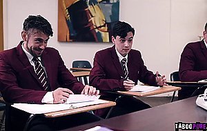Horny students giving their hot teacher an ultimatum