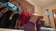 Sissy Destroyed ass after hardcore anal machine fuck really fast and hard with big dildo in ass and gape