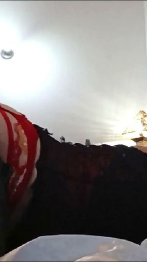 123 - French slut, red satin panties, red and black lace corset, black leather pants, heels, blowjob, doggy style&hellip;   Clip 1