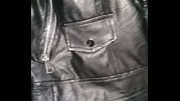Cum on jacket leather my step sister