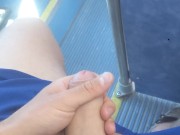 stroking uncut dick on the bus