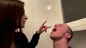 Amateur Close-up Human Ashtray And Spitting Femdom With Smoking Mistress Sofi (MP4 HD 1080p)