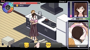 NTR aholic [Hentai game PornPlay] Ep.1 the landlord is teasing that horny wife while she is cooking