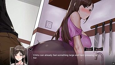 NTR aholic [Hentai game PornPlay] Ep.1 the landlord is teasing that horny wife while she is cooking