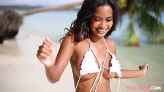 Exotic beauty Putri Cinta covered in water