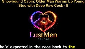 English Audio Gay Sex Story - Snowbound Cabin Older Man Warms up Young Stud with Deep Raw Cock - Part 5