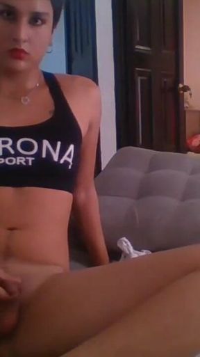 Unforgettable moment from &quot;Cute effeminate femboy shemale seduces by dancing with her fat ass and masturbates her small&quot;