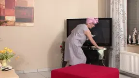 Older German maid slut rides dick and eats cum