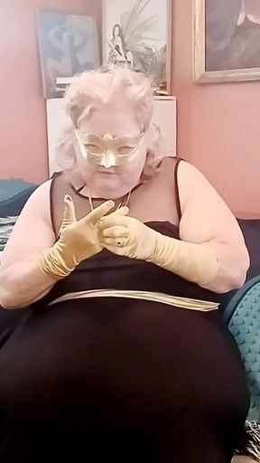 Satin Gold Gloves Fetish Play BBW Style
