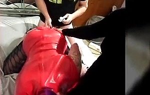 Sissyboy ivy takes 2 cocks and the cum on her face after gangbang fuck