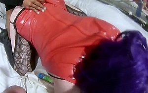 Sissyboy ivy takes 2 cocks and the cum on her face after gangbang fuck