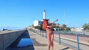 pissing in the street near the ibiza lighthouse!