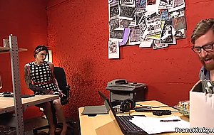 Alt tranny in stockings bangs co worker