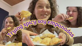 Trying spicy soy empanadas