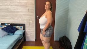 Ass shaking in short skirt and g string