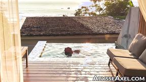 ”Flexing cursed hole & nipple playing in the pool by hot Axel Abysse”