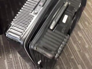 Sneaky little Bitch hiding in my suitcase ends up full of Cum