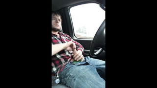 Jerking cock while driving in my car