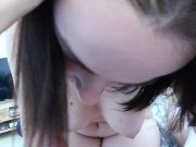 18 Years Old Teen Girl giving Close Up Blowjob