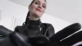 Sniffing Squeaky Leather Gloves, Hand Over Mouth Lady Victoria Valente Jerk off Instructions for Small Cocks