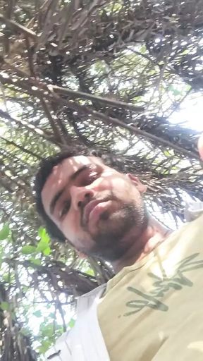 Close shot my masterbate dick at forest alone