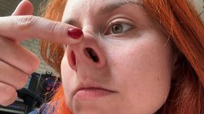 Nostrils show, nose picking!