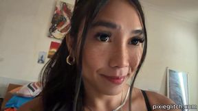 Ladyboy Toys Her Ass, Jerks Off &amp; Cleans Her Fingers After