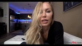Stepson's slutty stepmom grinds on his cock