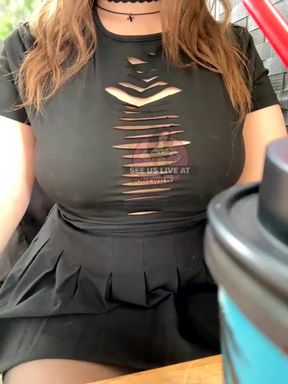 Goth Babe in Ripped Top Tease