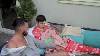 Teen and his stepdad are bonding by jerking off and more