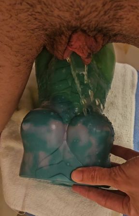 Slow'd down pissing on Phoebe's tits