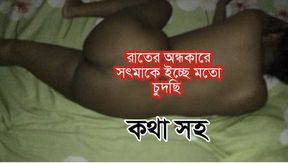 Bangladeshi village stepmother fucked by Her Stepson in the dark of night in her bedroom.