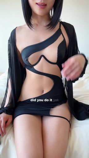 Young Asian girl talks dirty while giving a petite ASMR blowjob