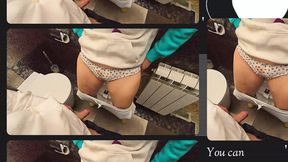Hot MILF teacher gets cum in her panties in the school toilet POV