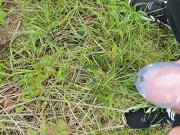 Piss in nature with chastity belt