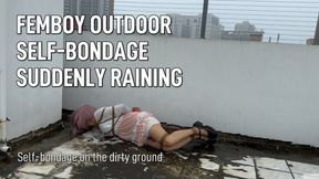 Femboy Self-bondage: Suddenly started to rain