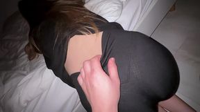 A charming 🍉virgin is wearing black leggings for her stepbrothers to cum fast