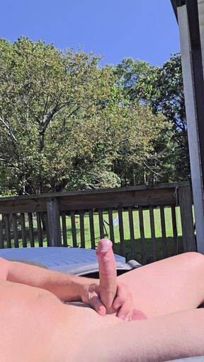 Beautiful hard cock outdoors